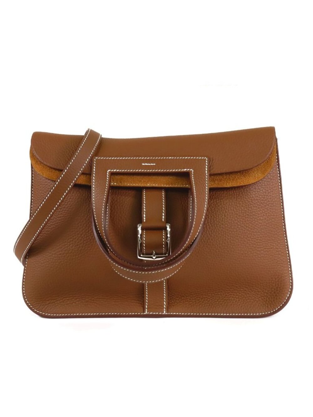Hermes Halzan 31 Silver Taurillon 2-Way Shoulder Bag
